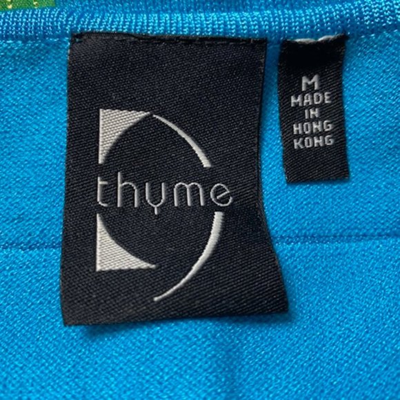 New HUME 3/4-slv TURQUOISE LIME SWEATER Applique Embroidered BUTTERFLIES * M - Picture 10 of 11